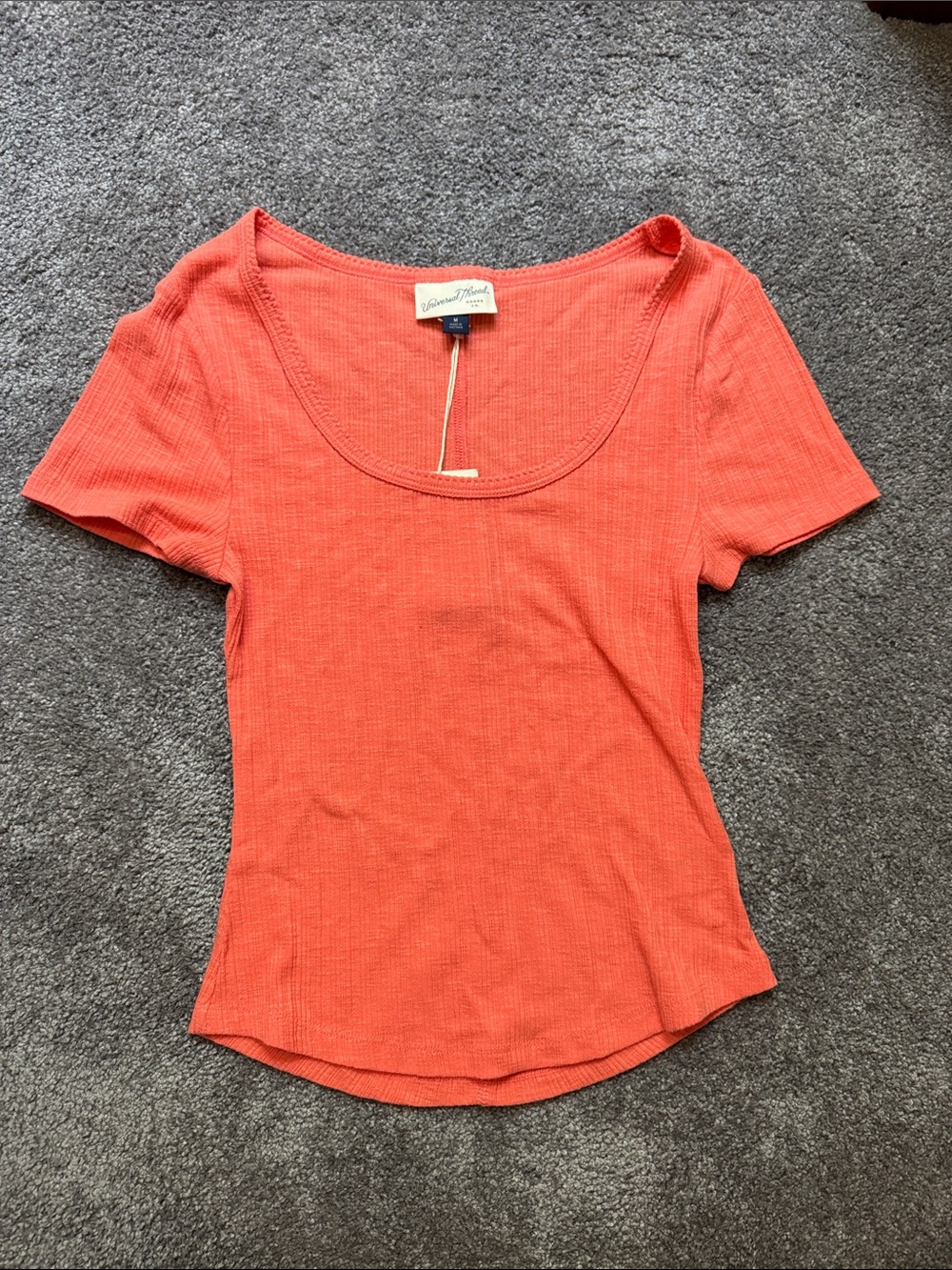 Women’s Universal Thread Coral Scoop Ribbed Short Sleeve Tee Sz M NWT